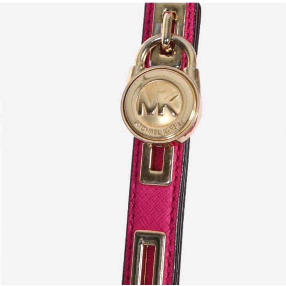 Michael Kors Crossbody Bag Women Small Pink Good Saffiano Leather Saddle Bag - Picture 3 of 8